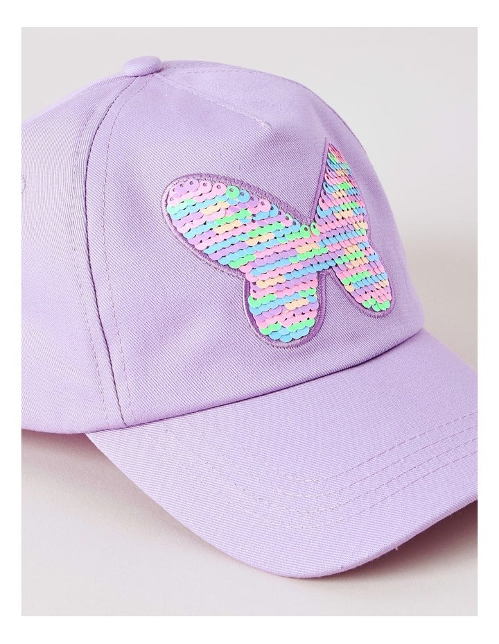 Girls Flip Sequin Butterfly Cap in Lilac
