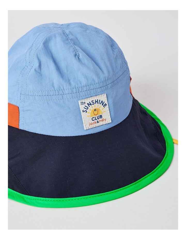 Colourblock Boys Widebrim Hat in Navy