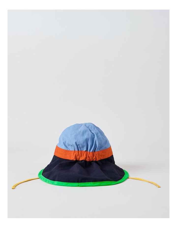 Colourblock Boys Widebrim Hat in Navy