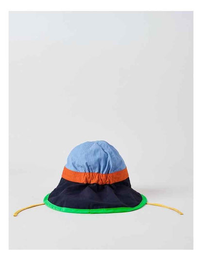 Colourblock Boys Widebrim Hat in Navy