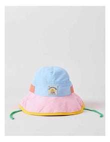 Colourblock Girls Widebrim Hat in Pink