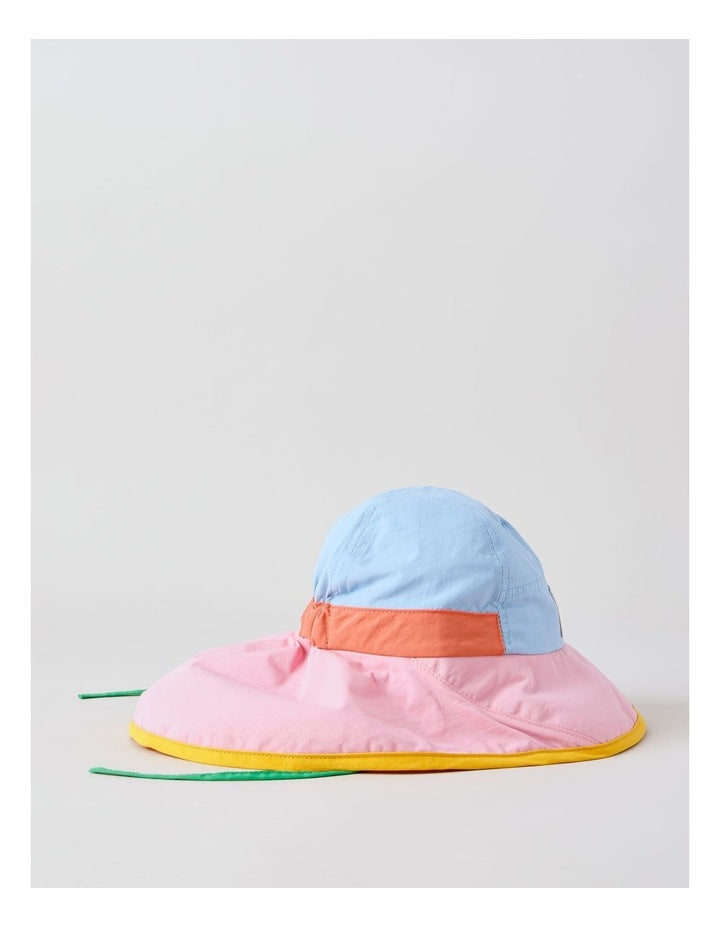 Colourblock Girls Widebrim Hat in Pink