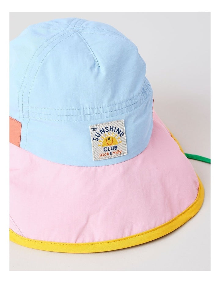 Colourblock Girls Widebrim Hat in Pink