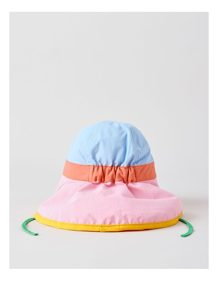 Colourblock Girls Widebrim Hat in Pink