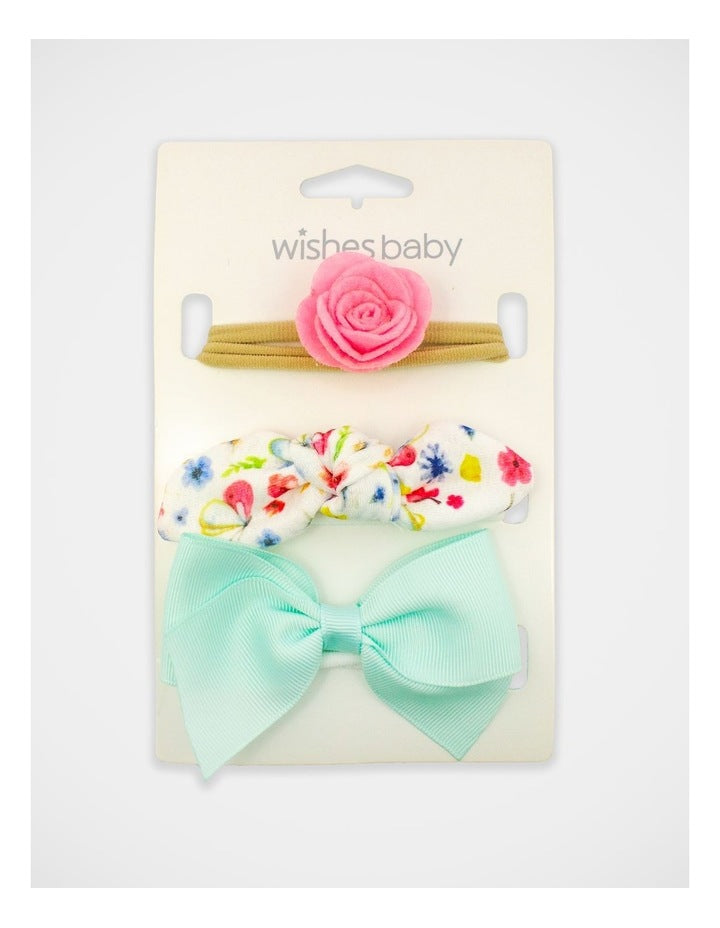 Floral Bow and Flower Hair Wrap 3 Pack