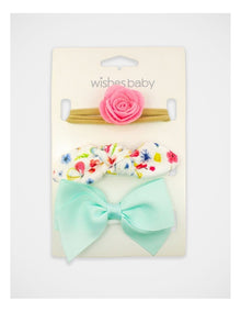 Floral Bow and Flower Hair Wrap 3 Pack