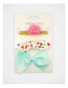 Floral Bow and Flower Hair Wrap 3 Pack