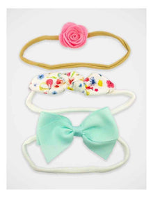 Floral Bow and Flower Hair Wrap 3 Pack