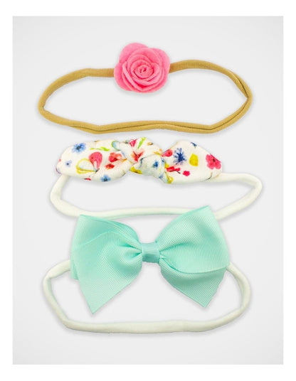 Floral Bow and Flower Hair Wrap 3 Pack