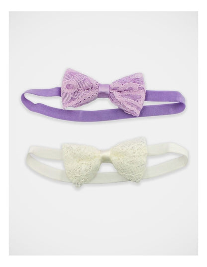 Lace Bow Hair Wrap 2 Pack in Lilac/White