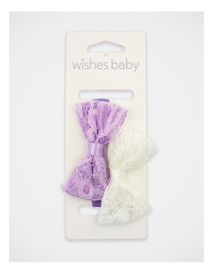 Lace Bow Hair Wrap 2 Pack in Lilac/White