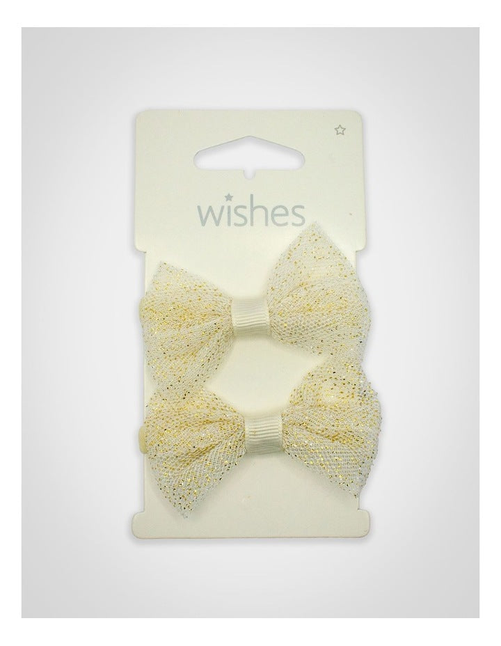 Glitter Mesh Bow Haritie 2 Pack in Gold