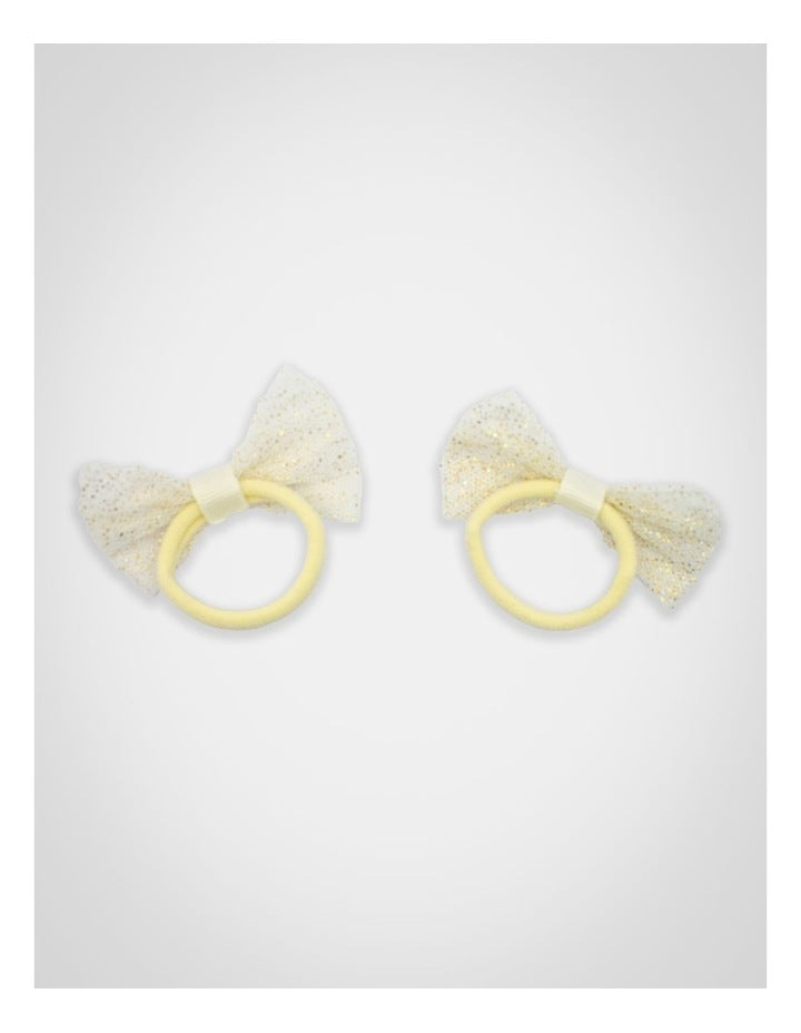 Glitter Mesh Bow Haritie 2 Pack in Gold
