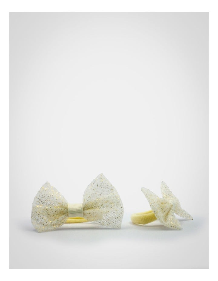 Glitter Mesh Bow Haritie 2 Pack in Gold