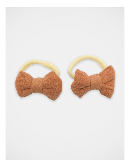 Bow Elastic Hairties 2 Pack in Neutral