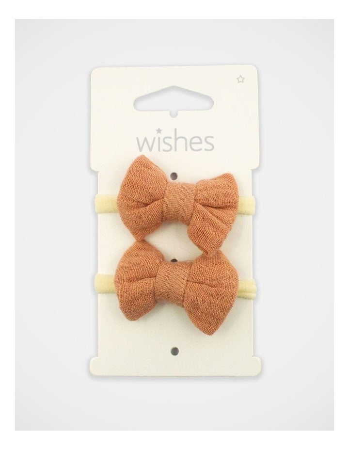 Bow Elastic Hairties 2 Pack in Neutral