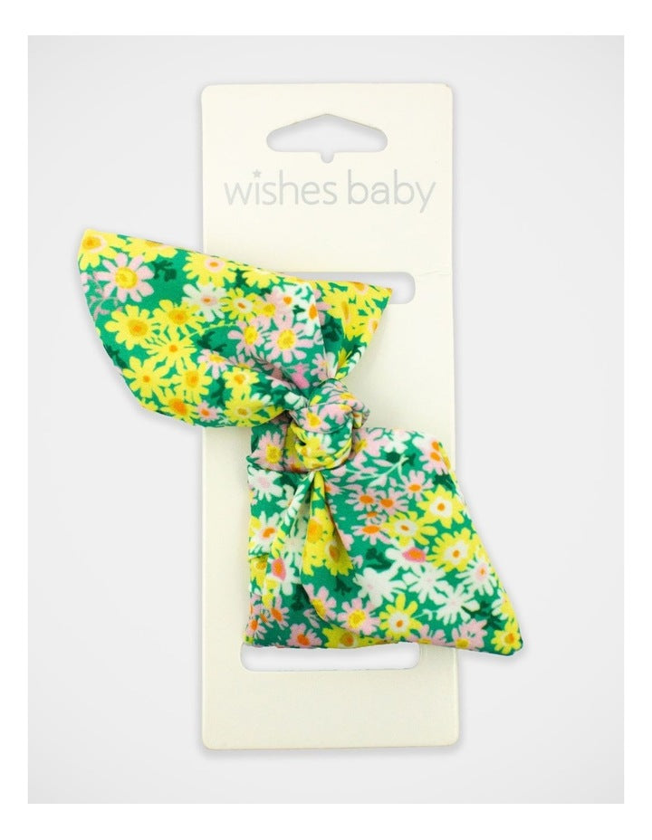 Floral Bow Hair Wrap in Green/Yellow