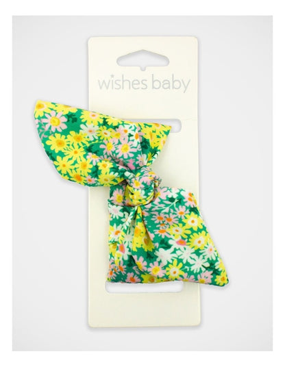 Floral Bow Hair Wrap in Green/Yellow