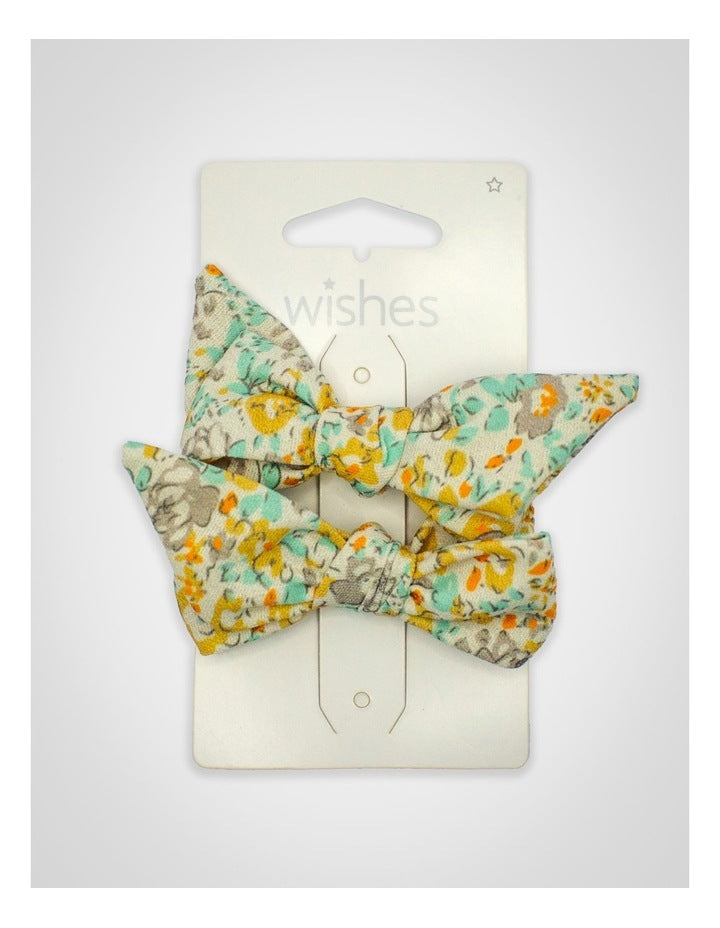 Vintage Floral Bow Hairclip 2 Pack