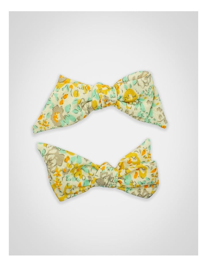 Vintage Floral Bow Hairclip 2 Pack