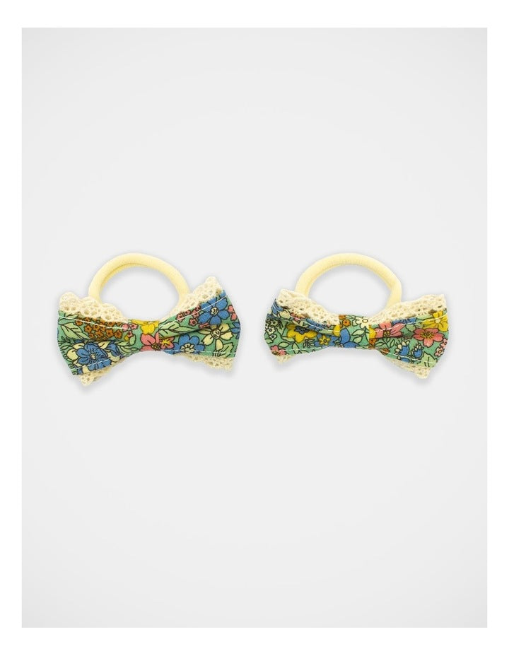 Floral Bow Hairtie 2 Pack in Multi