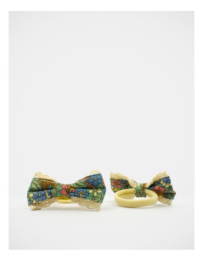 Floral Bow Hairtie 2 Pack in Multi