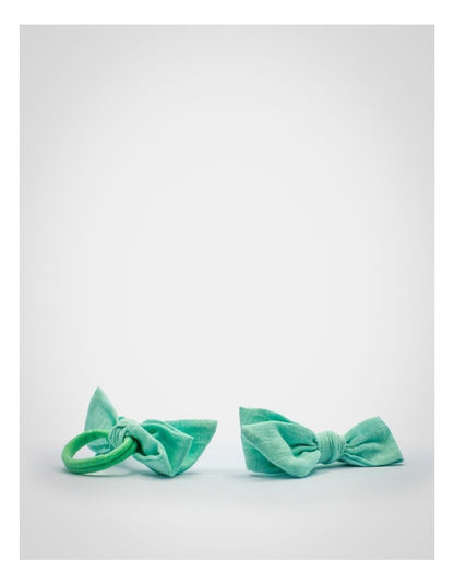 Linen Bow Hairtie 2 Pack in Green