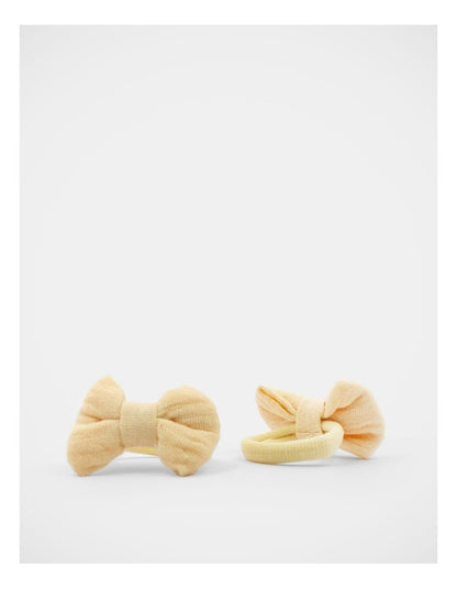 Bow Elastic Hairties 2 Pack in Cream