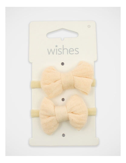 Bow Elastic Hairties 2 Pack in Cream