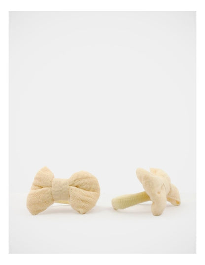 Bow Elastic Hairties 2 Pack in Cream