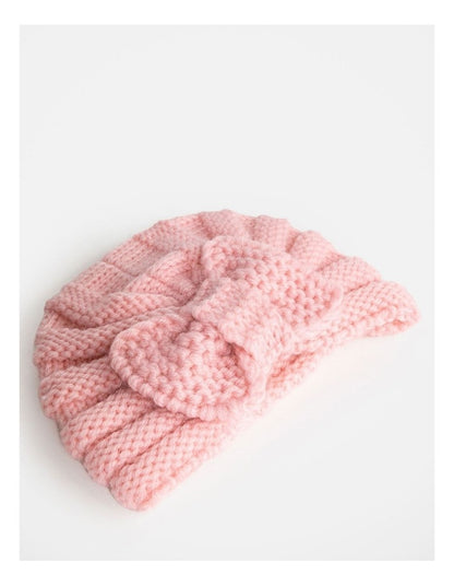 Wishes Baby Pink Knitted Bow Beanie