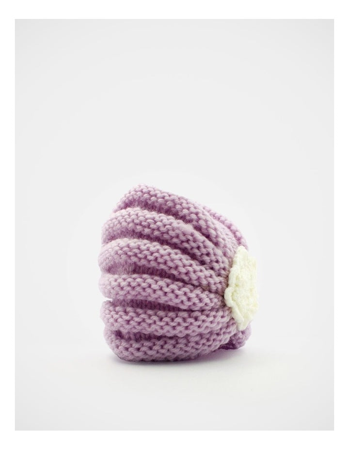 Knitted Flower Turban  in Purple