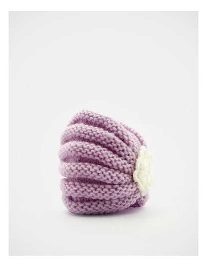 Knitted Flower Turban  in Purple