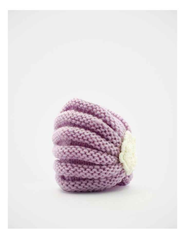 Knitted Flower Turban  in Purple