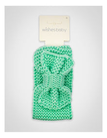 Baby Bow Knit Hair Wrap in Mint Green