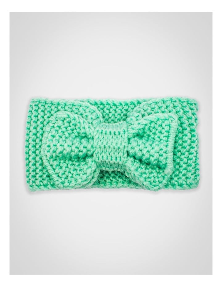 Baby Bow Knit Hair Wrap in Mint Green