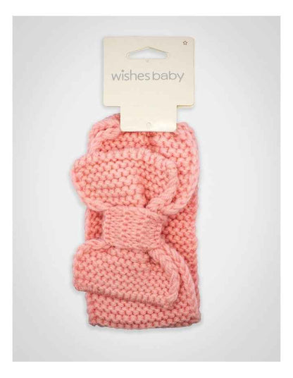 Baby Bow Knit Hair Wrap in Pink