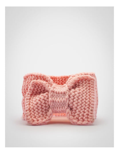 Baby Bow Knit Hair Wrap in Pink