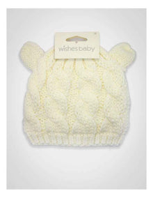 Cable Knit Teddy Bear Turban in White