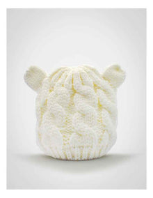 Cable Knit Teddy Bear Turban in White