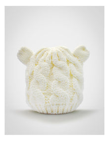Cable Knit Teddy Bear Turban in White