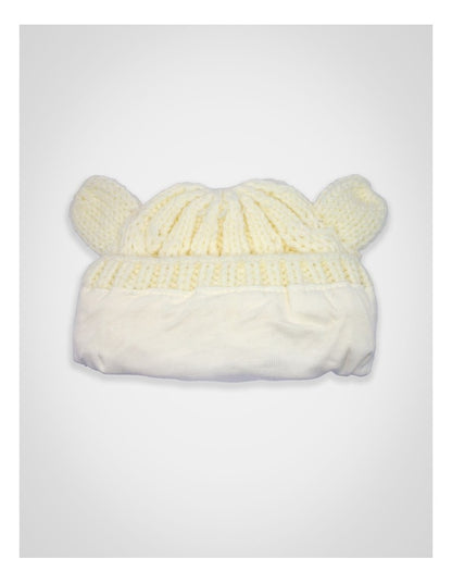 Cable Knit Teddy Bear Turban in White