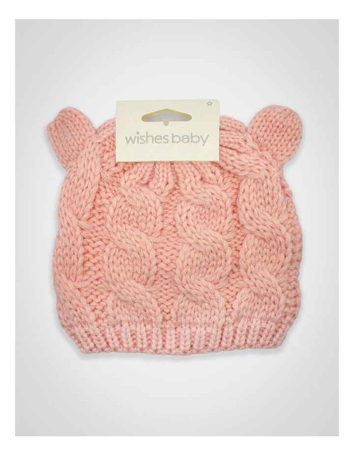 Cable Knit Teddy Bear Turban in Pink