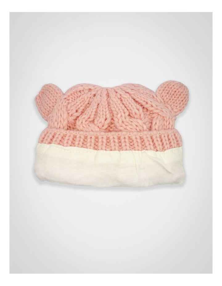 Cable Knit Teddy Bear Turban in Pink