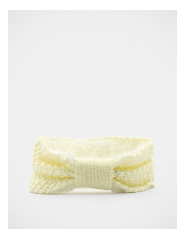 Fleece Lined Knit Hair Wrap in Cream