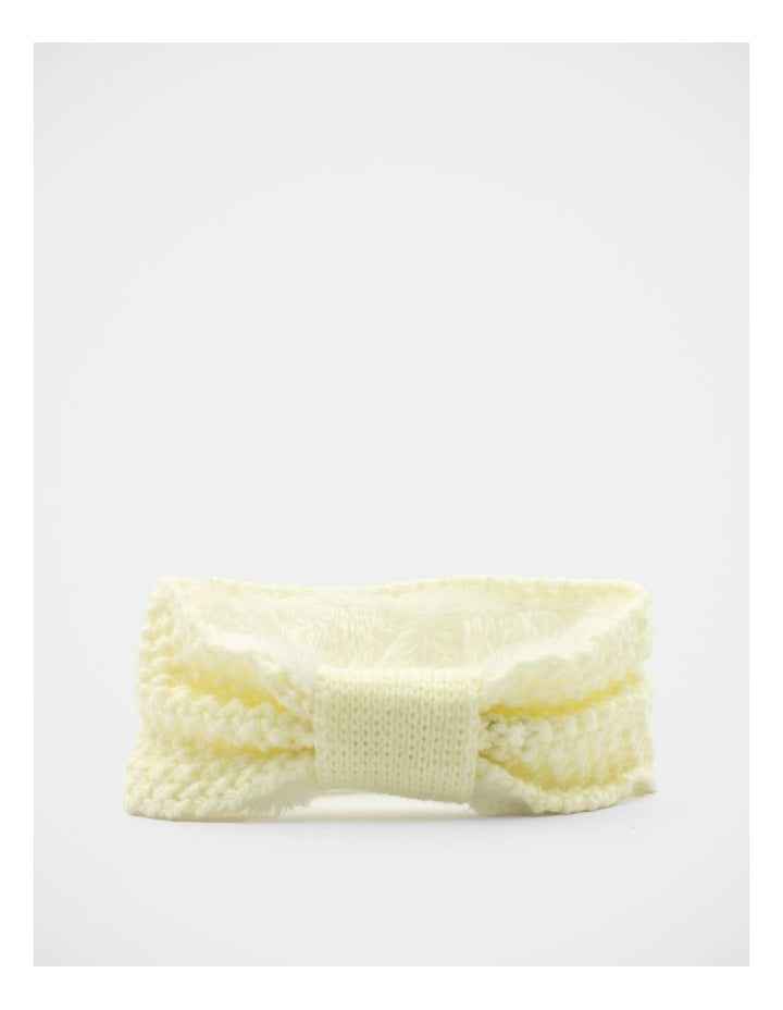 Fleece Lined Knit Hair Wrap in Cream