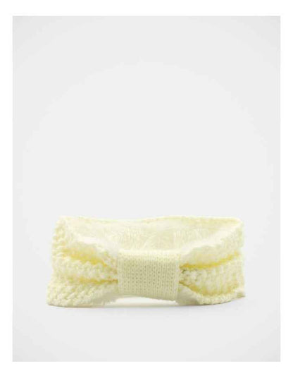 Fleece Lined Knit Hair Wrap in Cream
