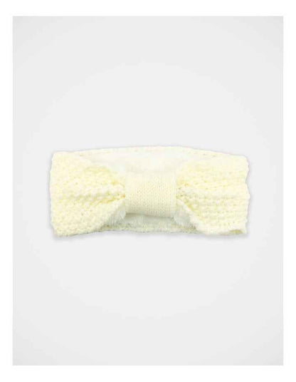 Fleece Lined Knit Hair Wrap in Cream