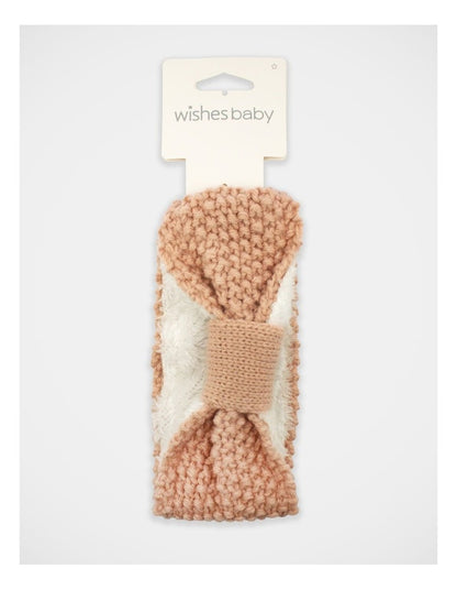 Fleece Lined Knit Hair Wrap in Taupe
