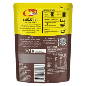 Sunrice Microwave Brown Rice Pouch 250g
